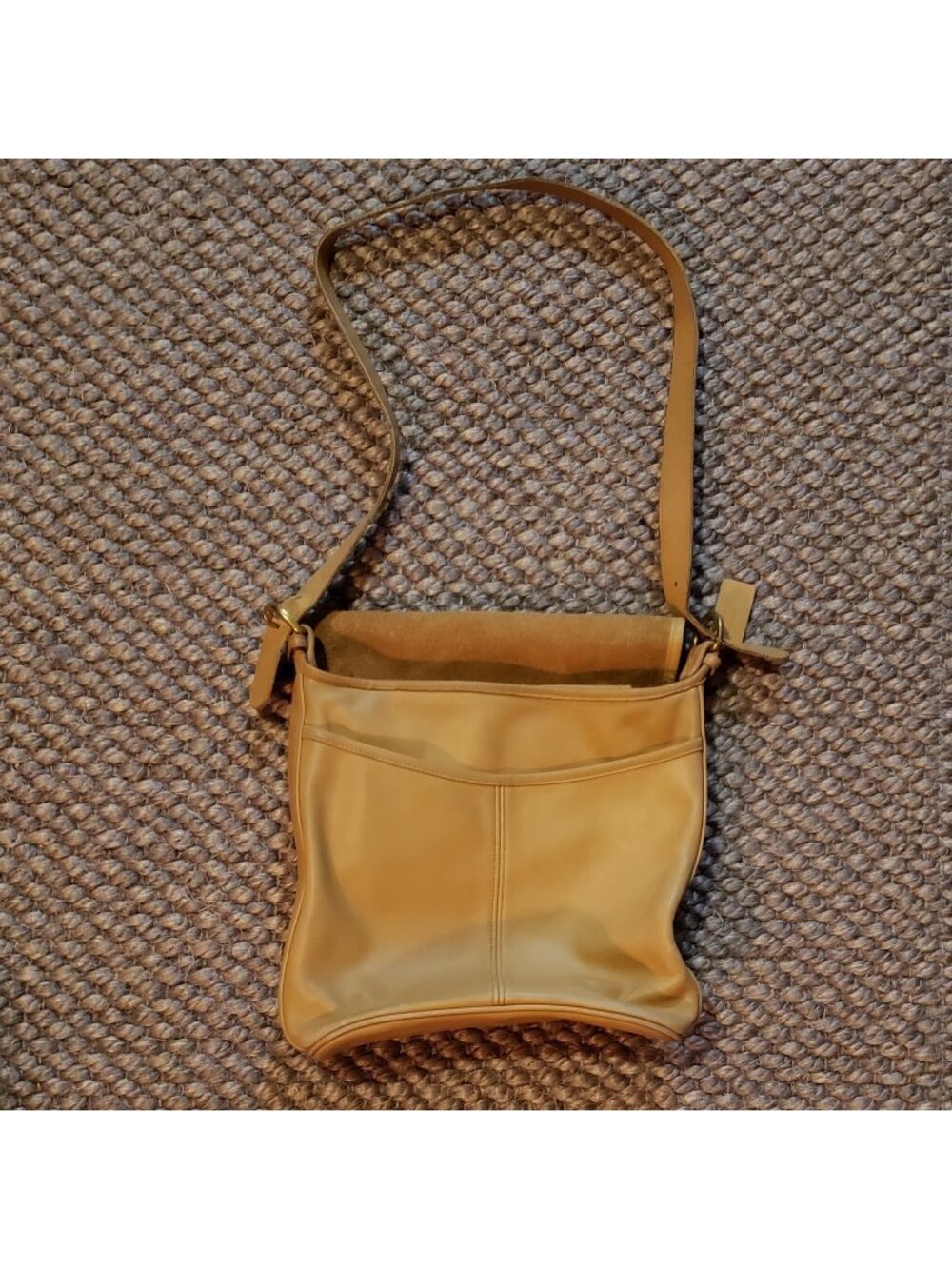 Vintage Coach Whitney Flap Crossbody Bag Purse Adjustable Strap Yellow tan